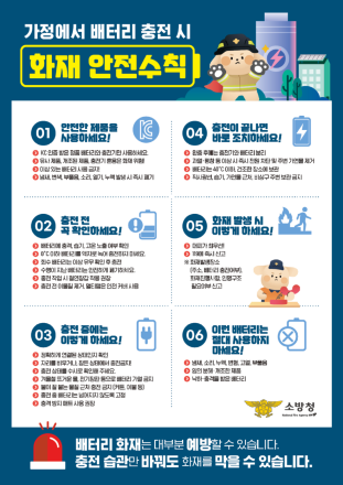 “천안서북소방서, 가정 내 배터리 화재 예방 당부”