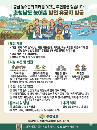 충남도, 농어업 경쟁력 높인 숨은 일꾼 찾습니다
