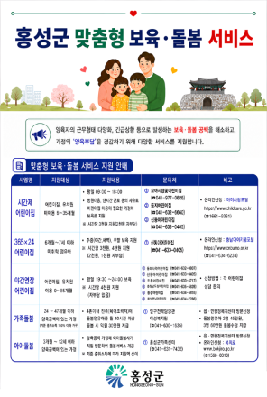 홍성군, 빈틈없는 맞춤형 보육·돌봄으로 양육공백 최소화