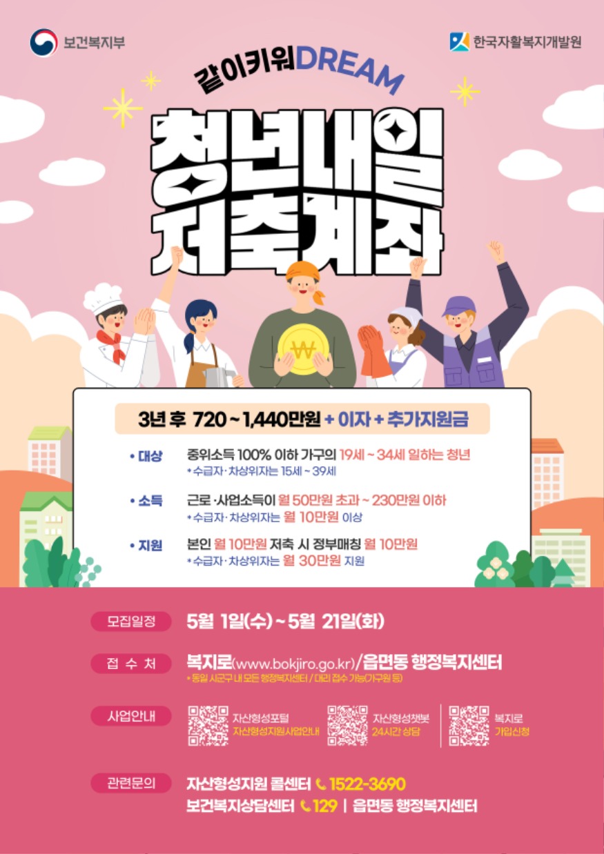 3.저소득 청년 자산 형성 지원… 안산시,‘청년내일저축계좌’가입자 모집(안산시는 오는 21일까지 일하는 저소득 청년의 자산 형성과 자립을 지원하기 위해 ‘청년내일저축계좌’ 가입자를 모집한다_홍보 포스터).jpg