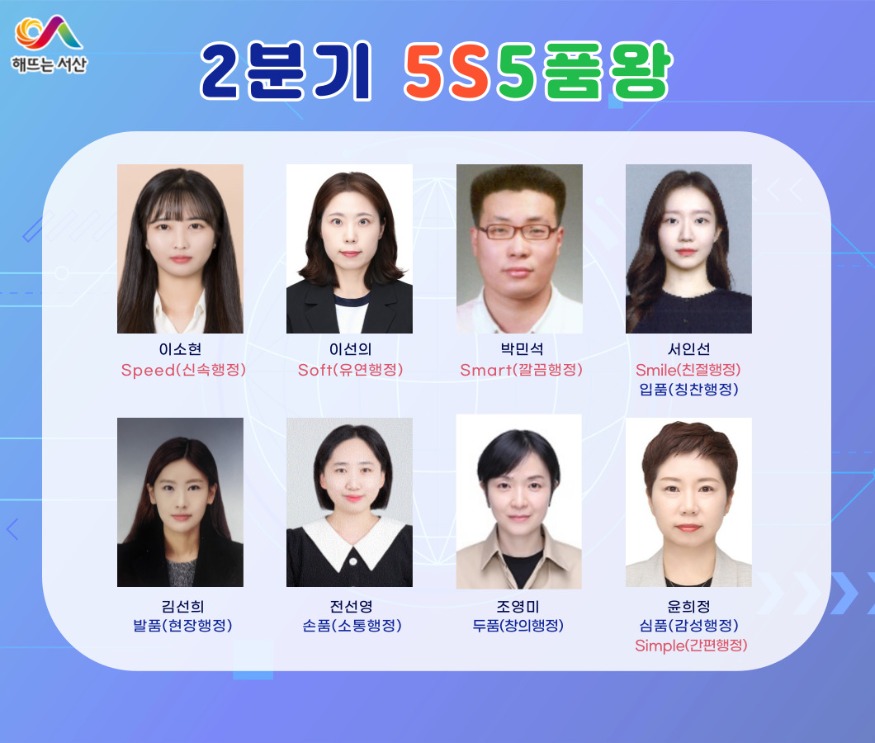 2. 서산시 2024년 2분기 ‘5S5품왕’으로 선발된 직원 8명.jpg