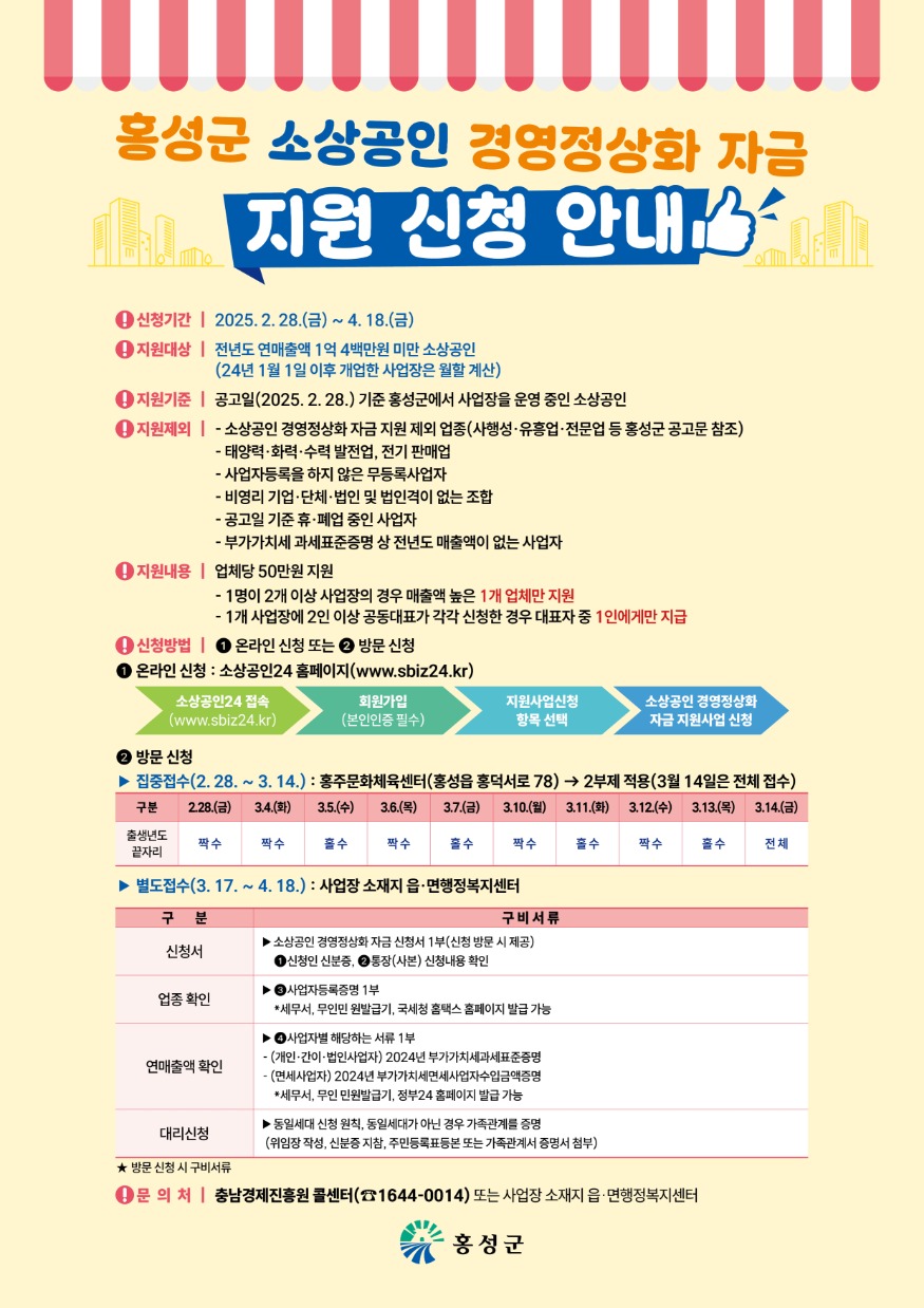 14일 (홍성군, 소상공인 경영정상화 자금 4월 18일까지 신청 꼭 하세요!!).jpg