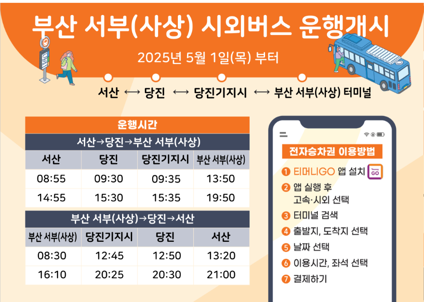 1. 서산시, 부산 서부(사상) 시외버스 운행 개시 홍보물.png